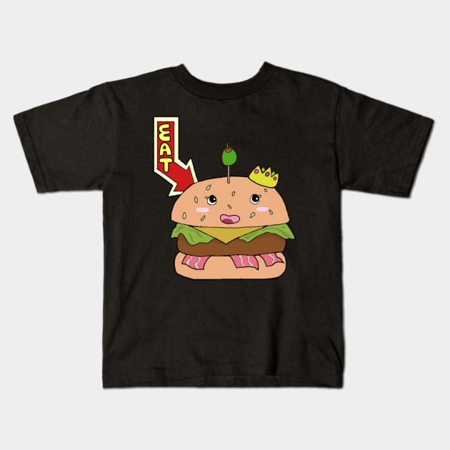 Burger Queen Kids T-Shirt by BunniesOfTheDeepBlueSea